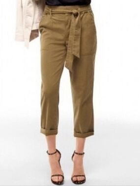 Cabi Discovery Tan High Rise Stretch Trouser Crop Pants 4 Khaki Tan Brown Crop